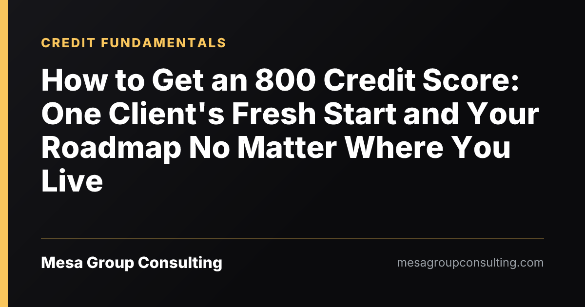 How to Get an 800 Credit Score: One Client's Fresh Start and Your Roadmap No Matter Where You Live