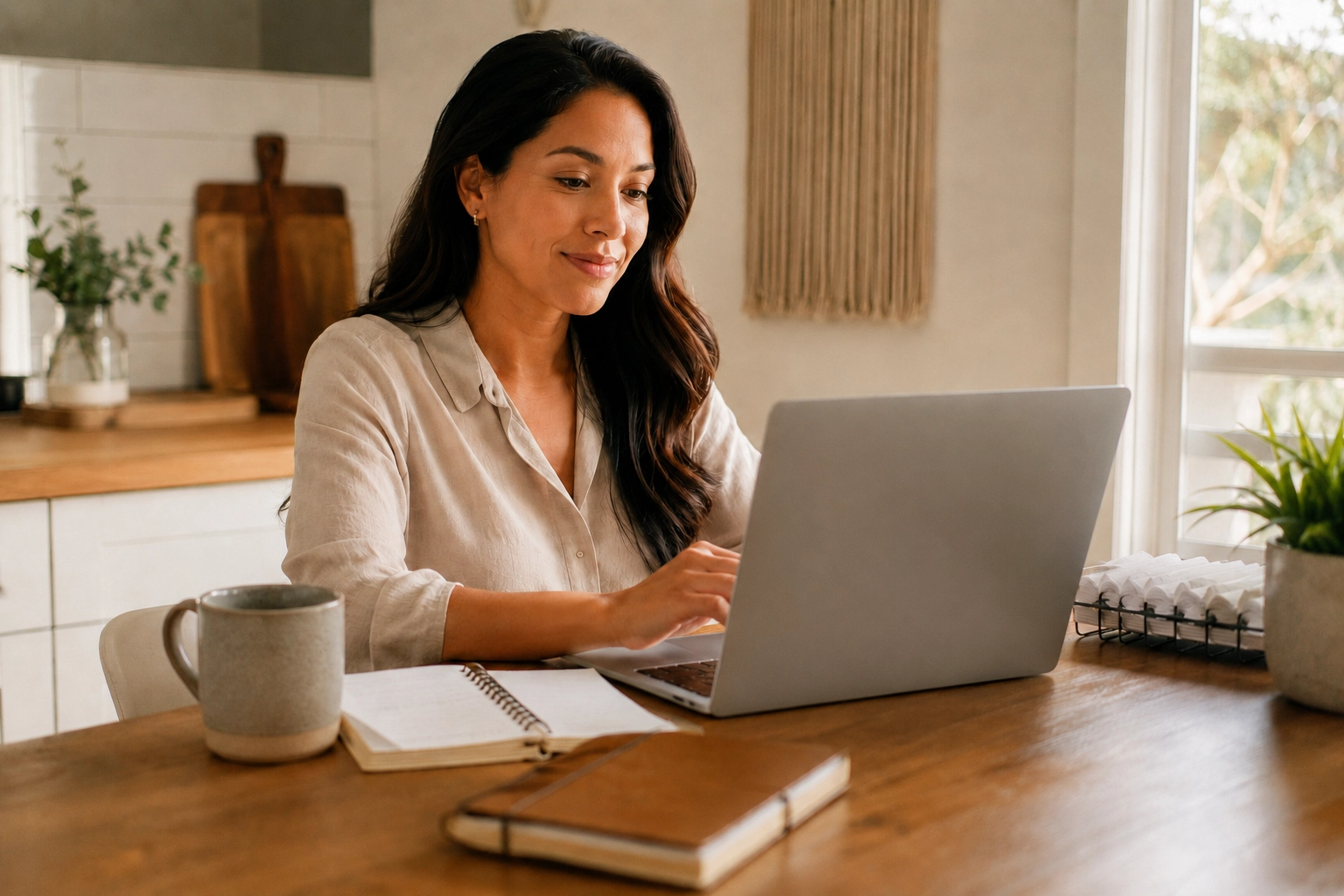 Entrepreneur managing personal and business finances with budgeting and cash flow planning software on a laptop