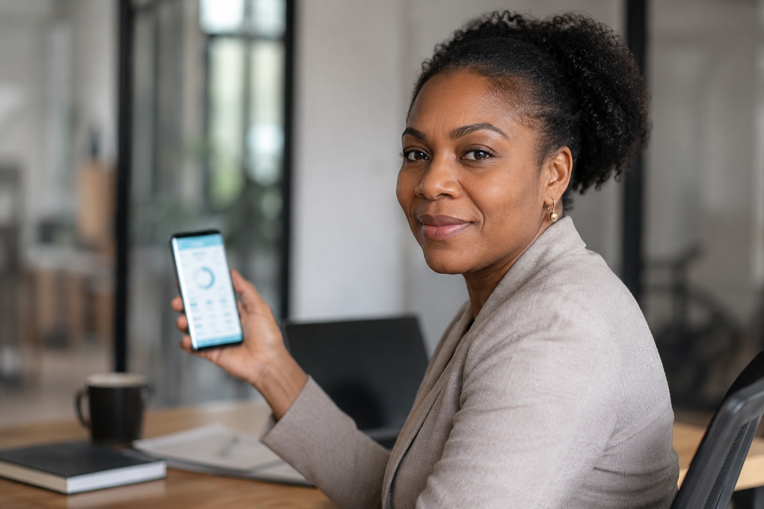 Business owner checking revolving line of credit access on a smartphone