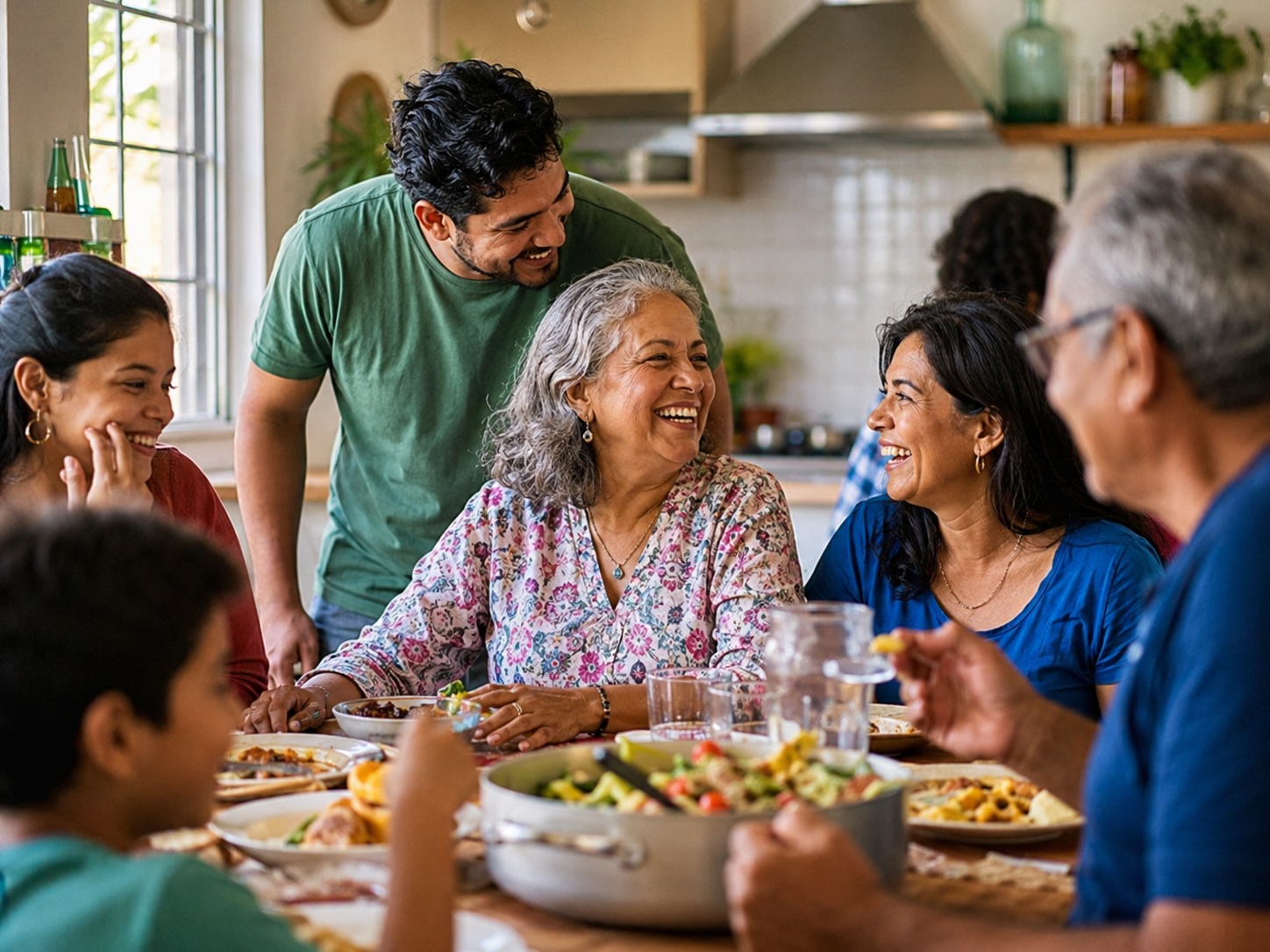 South American family celebrating a bright future in their newly attained home