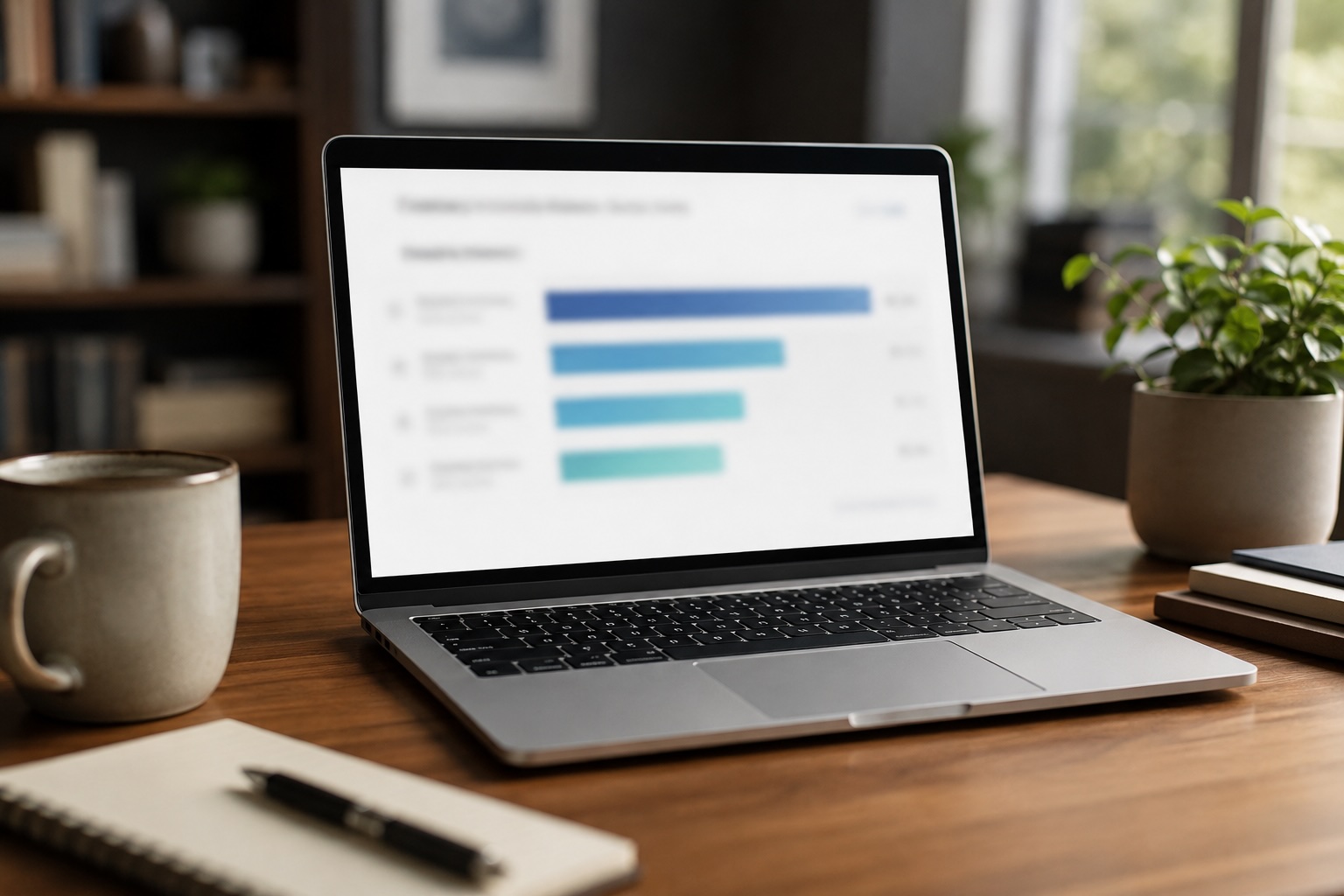 Laptop displaying ranked dispute strategy bar charts — success-rate data guiding your plan