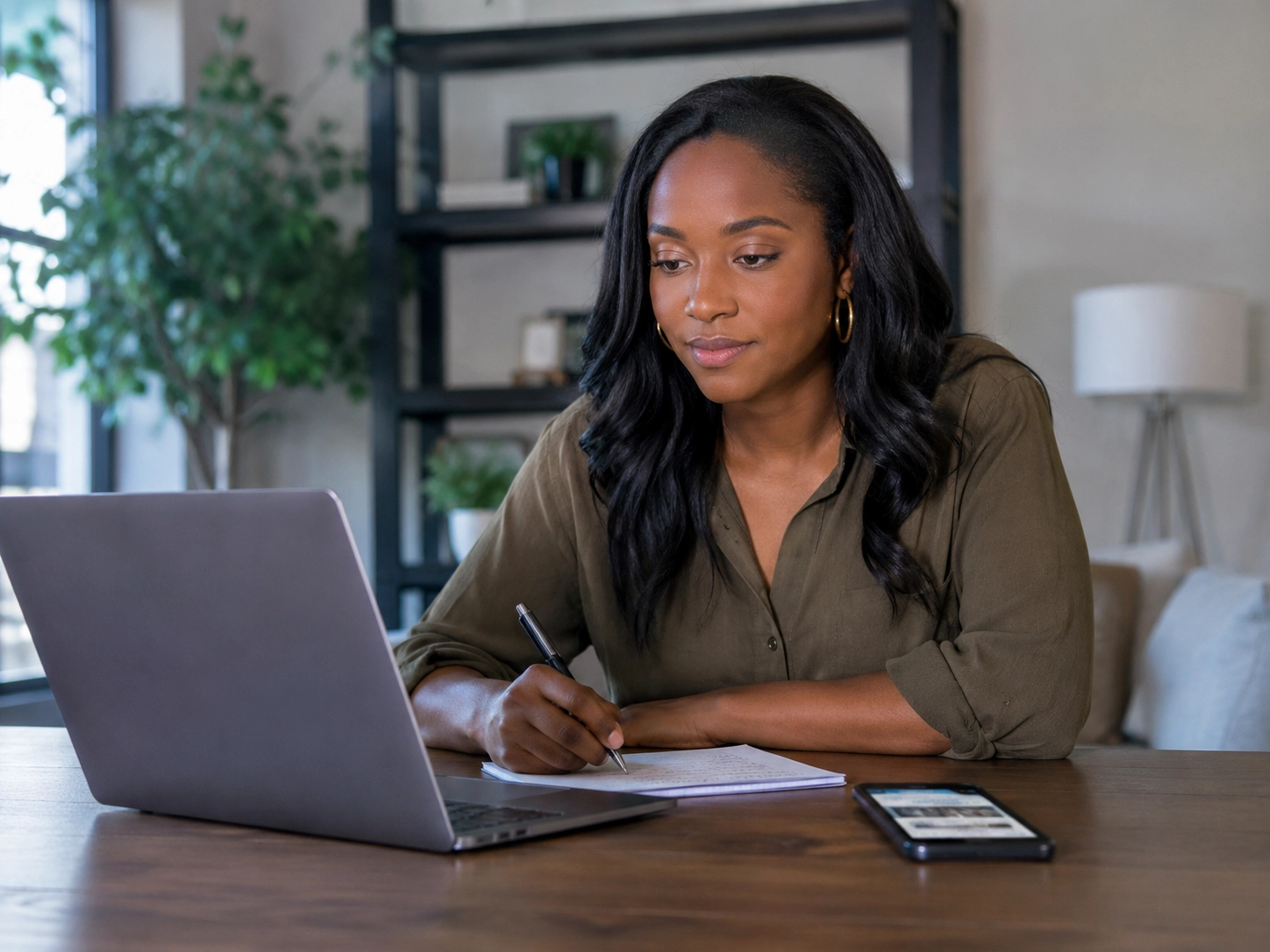 A calculator and loan documents representing the monthly loan payment calculator