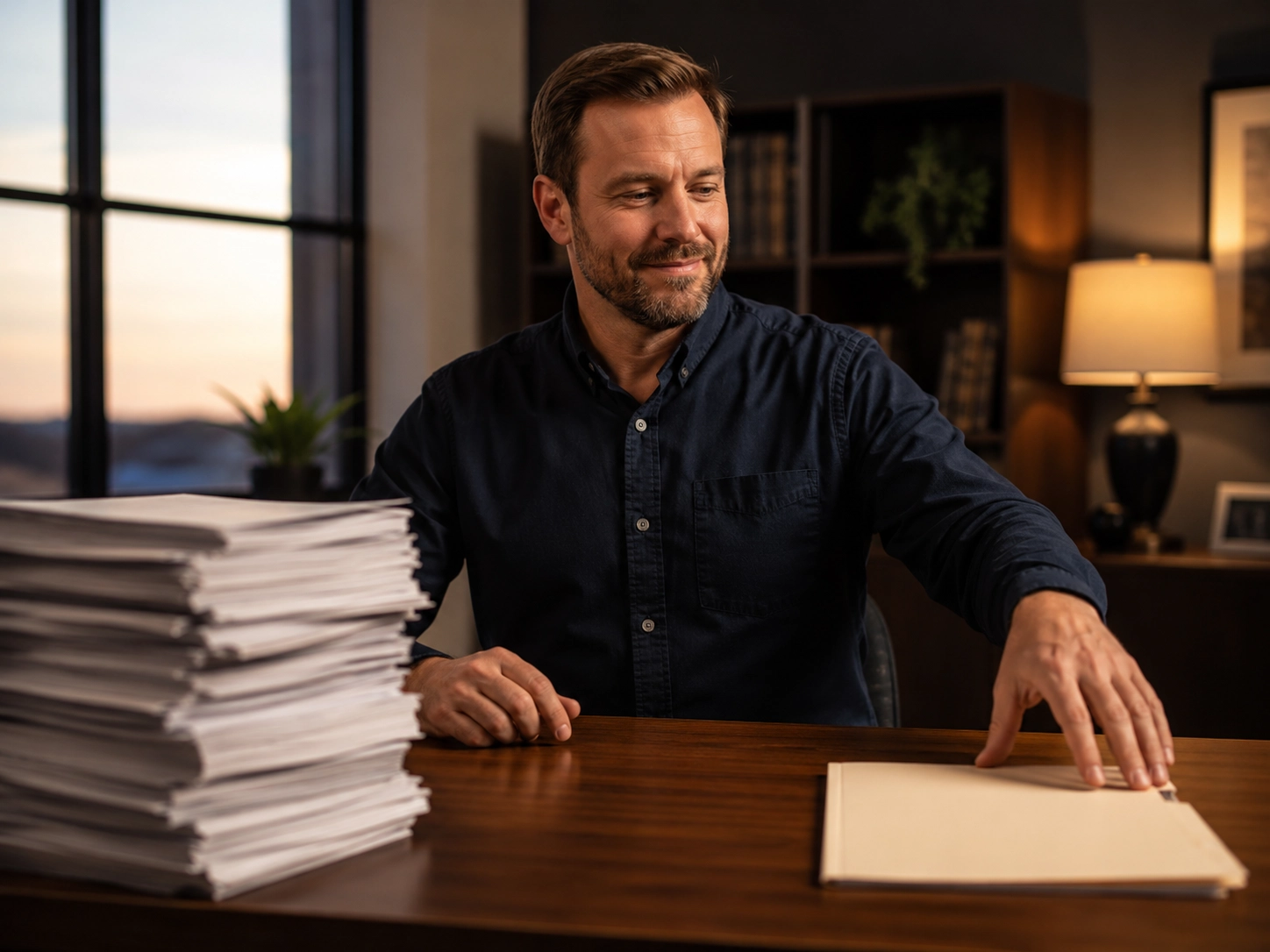 Entrepreneur reviewing growth metrics representing business scaling with Mesa Group Consulting's support