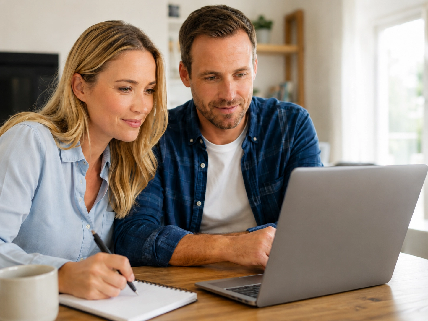 Couple comparing personalized loan options together with Mesa Group's lending marketplace