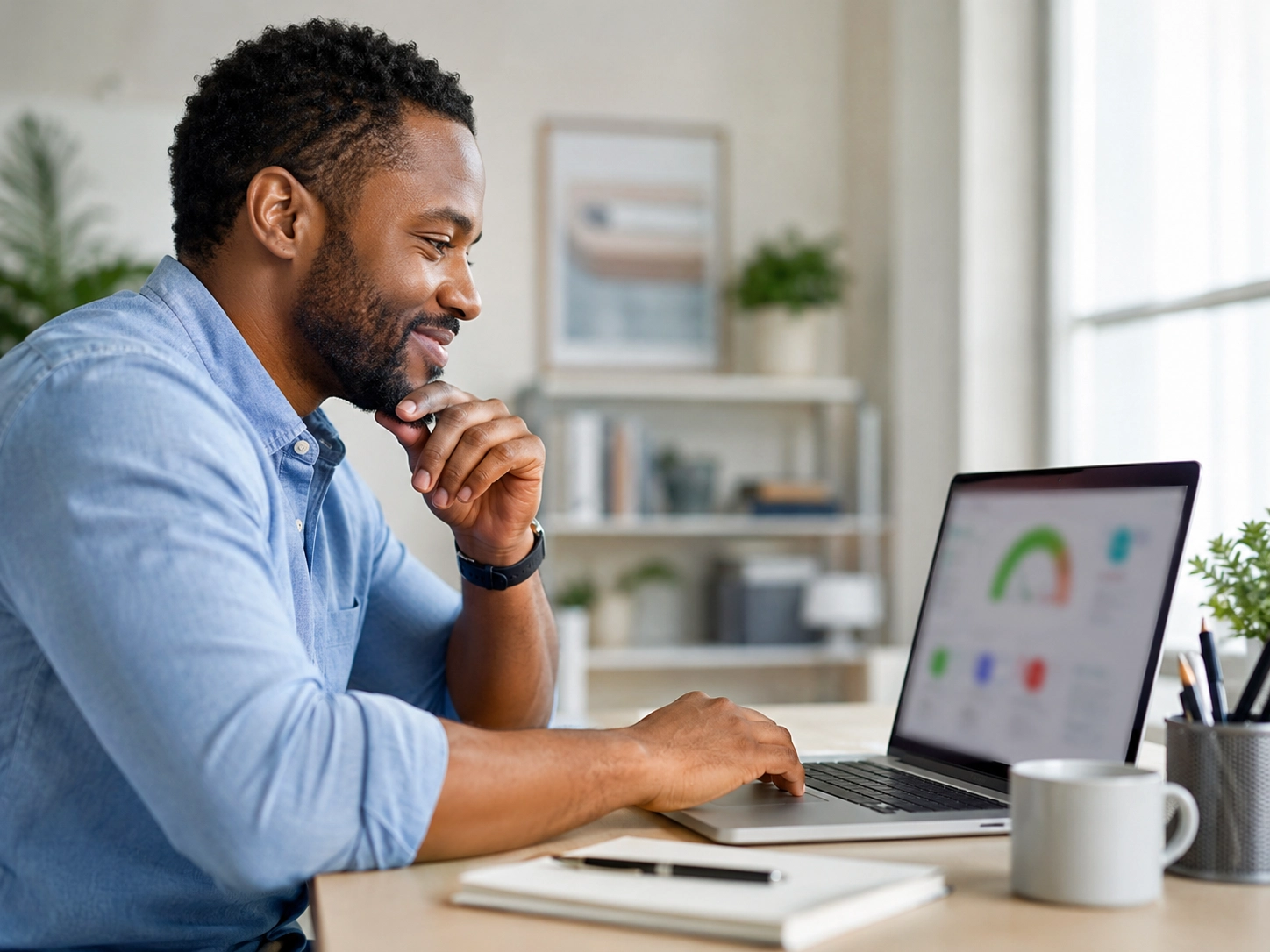 Black man looking ahead with confidence, on a path to fixing and building credit