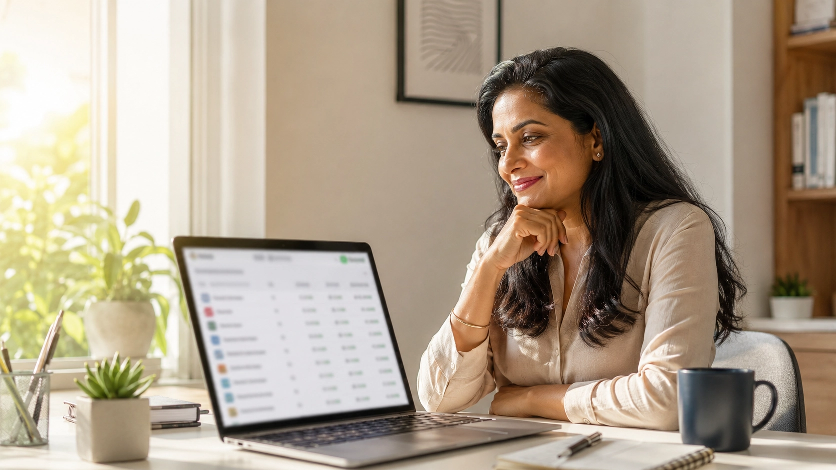 Business owner completing a funding application on a laptop